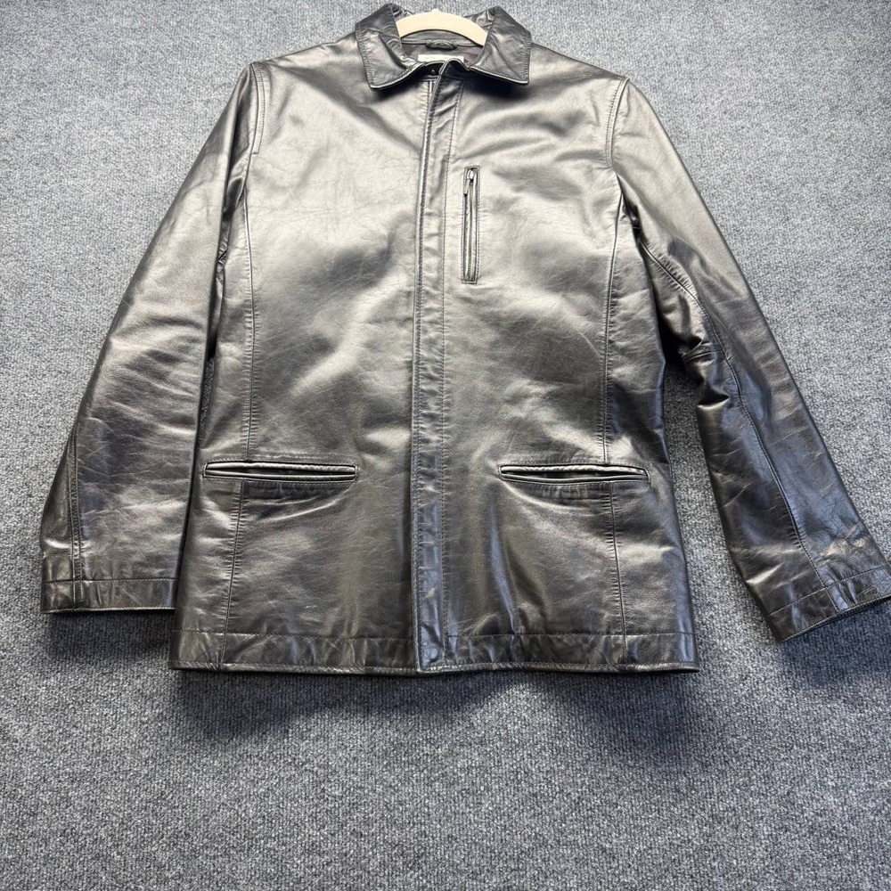 Armani Exchange AX Vintage Black Genuine Leather Jacket Men's Size S Coat
